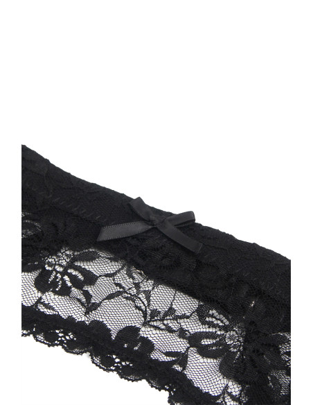 Porte-jarretelles et string Noir - Litolu Lingerie
