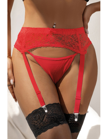 Porte-jarretelles et string Rouge - Litolu Lingerie