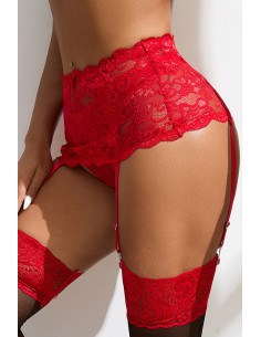 Porte-jarretelles dentelle large Rouge - Litolu Lingerie 2
