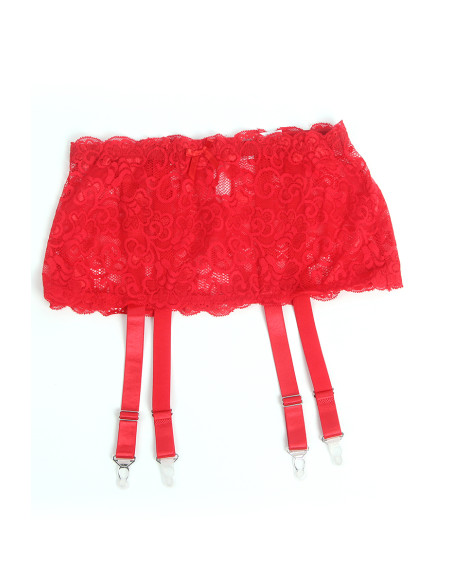 Porte-jarretelles dentelle large Rouge - Litolu Lingerie