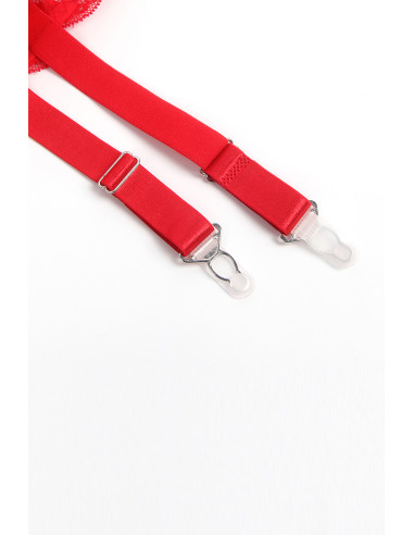 Porte-jarretelles dentelle large Rouge - Litolu Lingerie