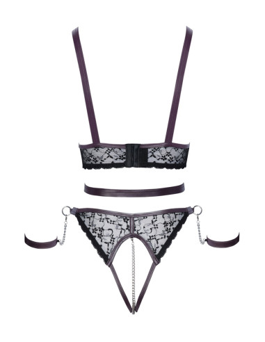 Ensemble ouvert 3 pièces noires - Cotelli Bondage 
