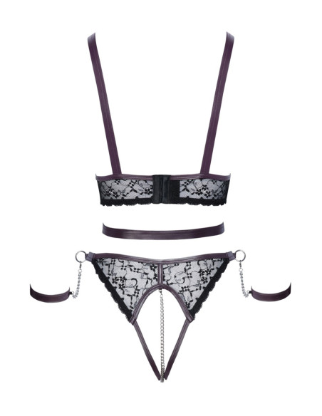 Ensemble ouvert 3 pièces noires - Cotelli Bondage 