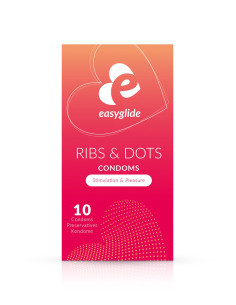 10 préservatifs Ribs and Dots - EasyGlide