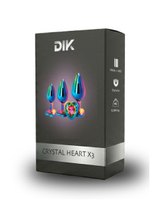 3 plugs coeur Crystal Heart métal arc-en-ciel - DIK 2
