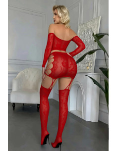 Ensemble top et jupe à collants intégrés rouge - J Lingerie 2