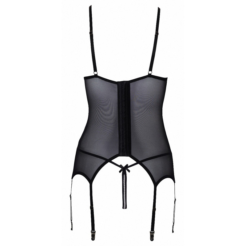 Guêpière seins nus et string ouvert résille et perles - Cottelli Lingerie