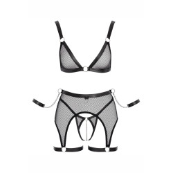 Ensemble Fetish noir en dentelle - Cotelli Bondage