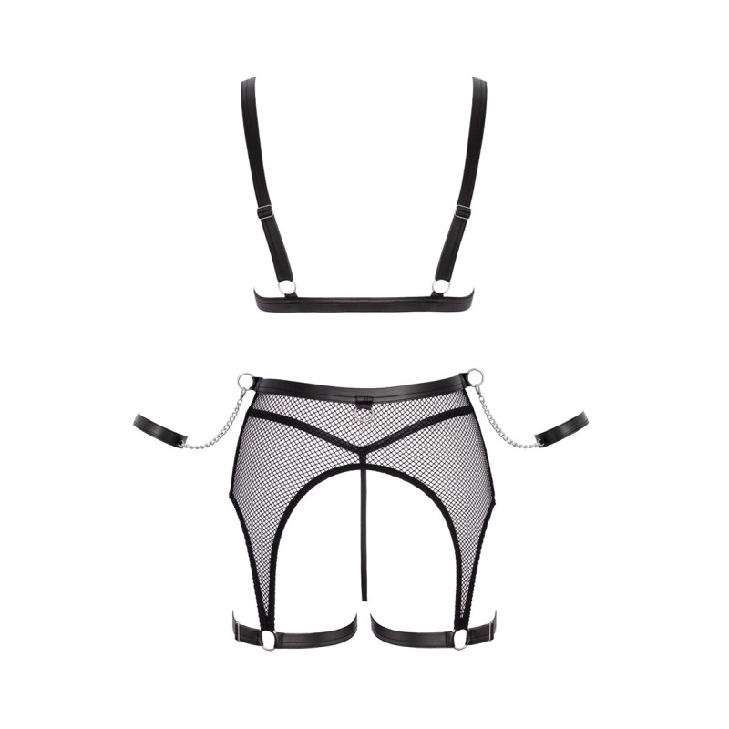 Ensemble Fetish noir en dentelle - Cotelli Bondage