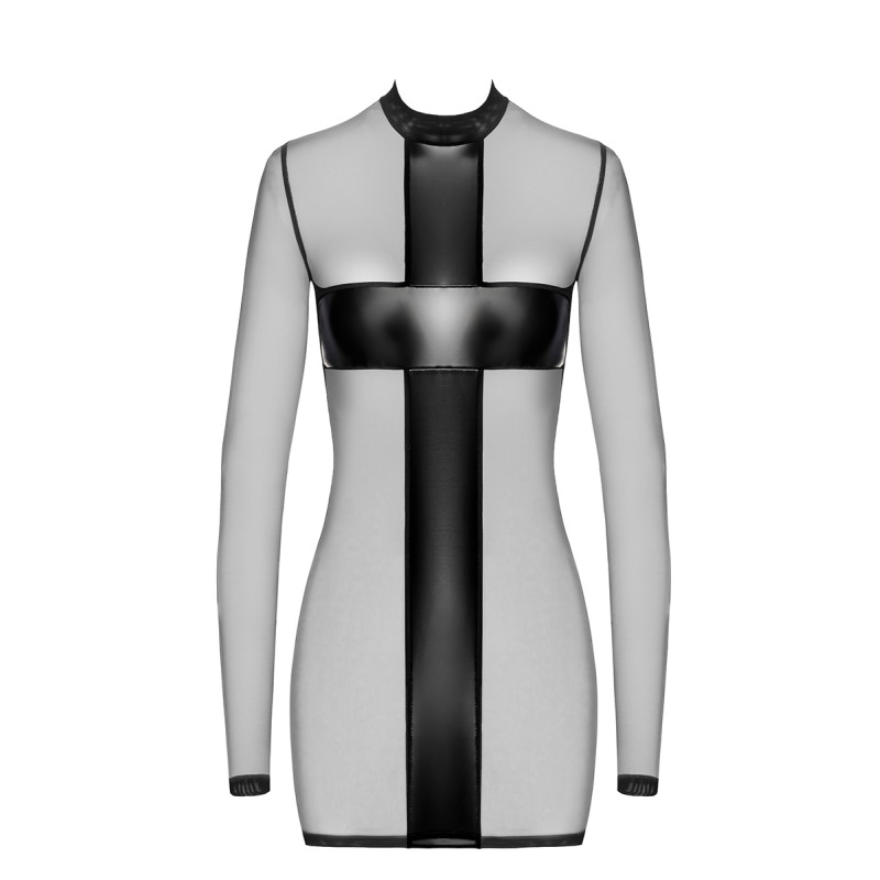 Mini robe tulle et wetlook Crossfire F369 - Noir Handmade