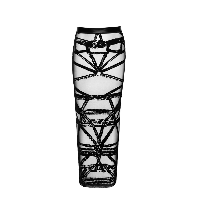 Jupe longue fendue Bondesque F360 - Noir Handmade