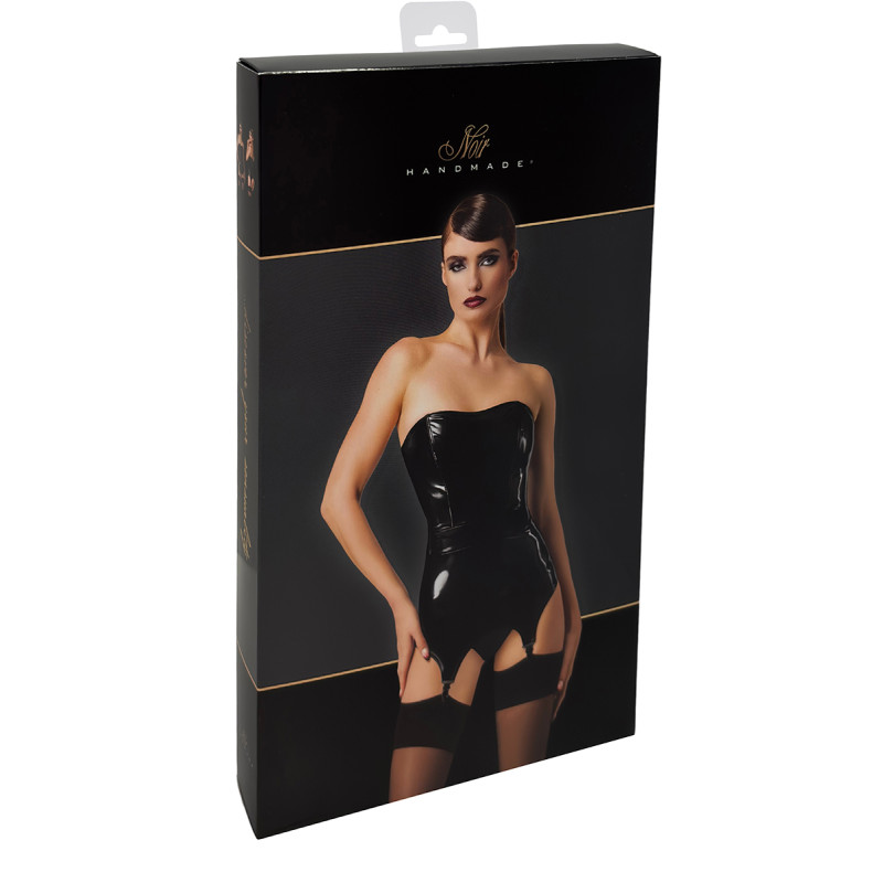 Corset porte-jarretelle vinyle Dominae F381 - Noir Handmade