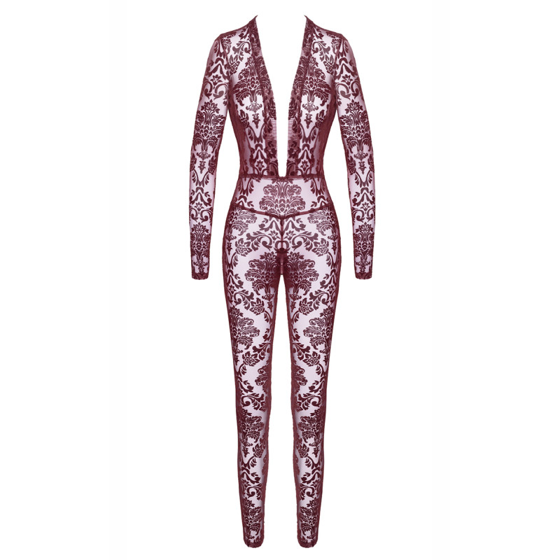 Combinaison en tulle floqué Kink Royal F382 - Noir Handmade