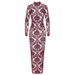 Robe fendue en tulle floqué Kink Royal F383 - Noir Handmade