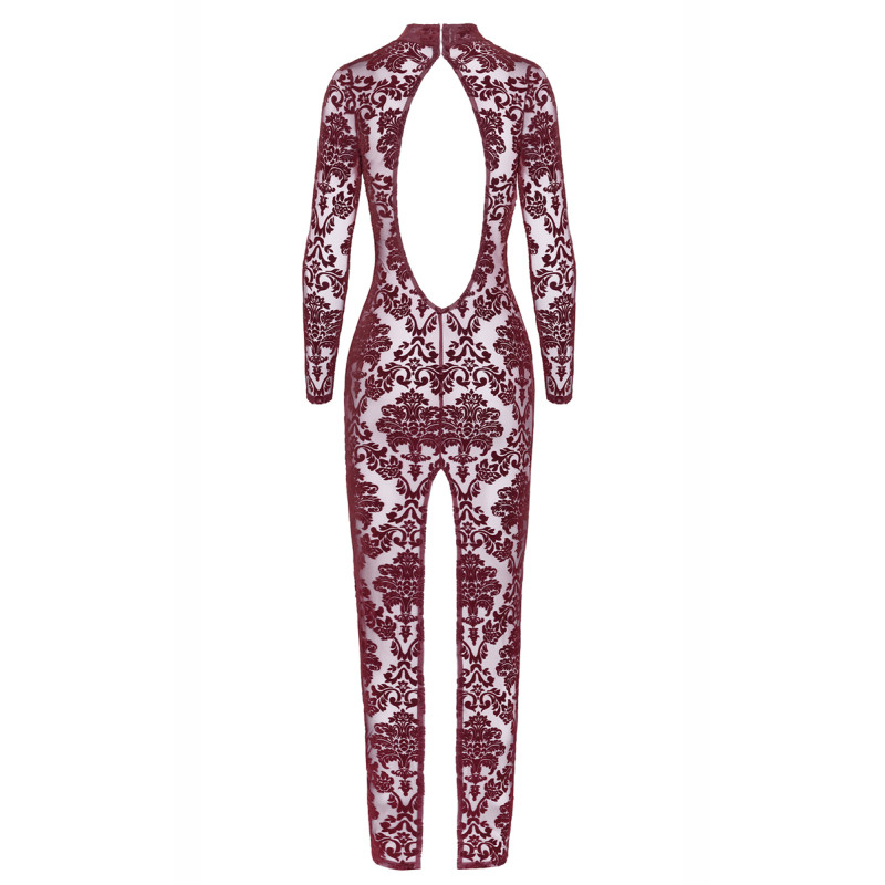 Robe fendue en tulle floqué Kink Royal F383 - Noir Handmade