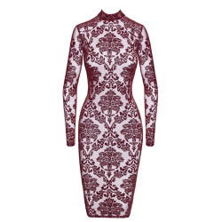 Robe fourreau en tulle floqué Kink Royal F384 - Noir Handmade