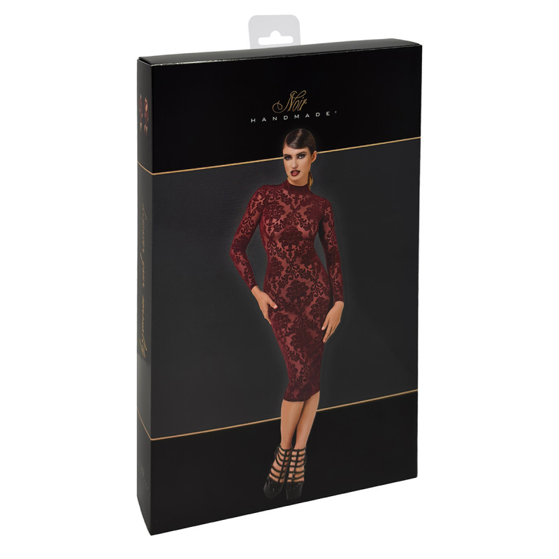 Robe fourreau en tulle floqué Kink Royal F384 - Noir Handmade