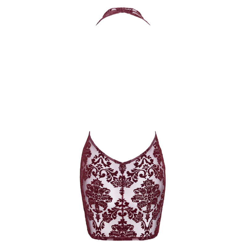 Mini robe dos nu en tulle floqué Kink Royal F385 - Noir Handmade