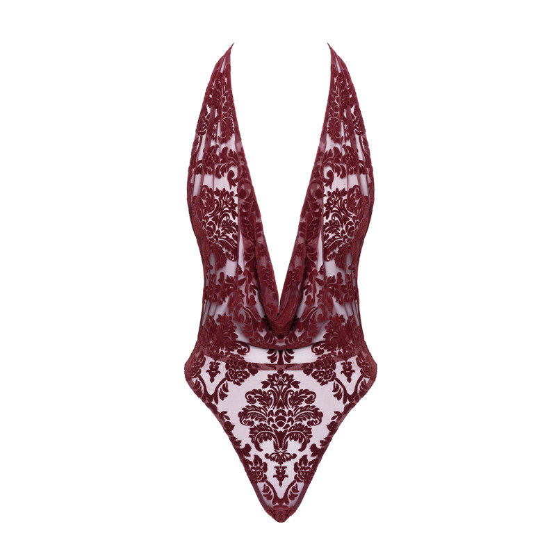 Body en tulle floqué Kink Royal F386 - Noir Handmade