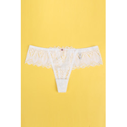 String dentelle dos lacé Blanc - Litolu Lingerie