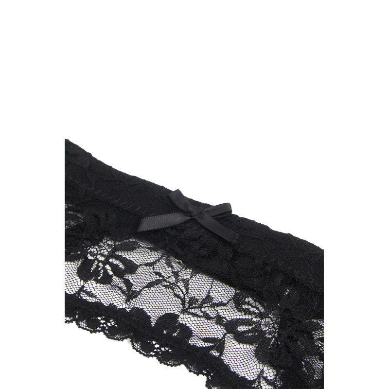 Porte-jarretelles et string Noir - Litolu Lingerie