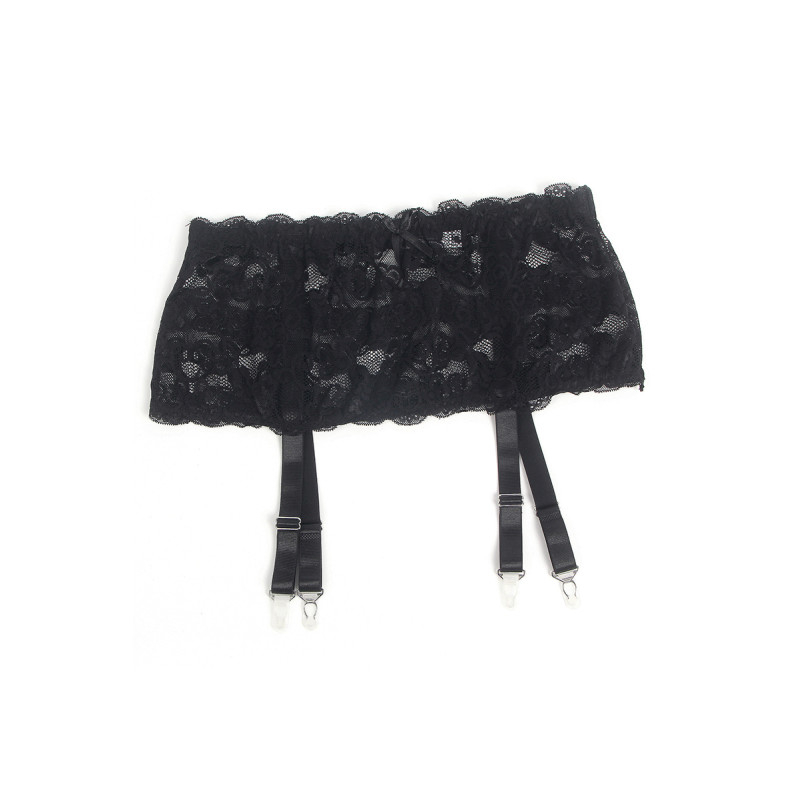Porte-jarretelles dentelle large Noir - Litolu Lingerie