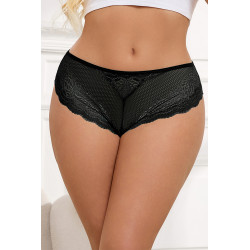 Tanga dentelle bijou Coeur Noir - Litolu Lingerie