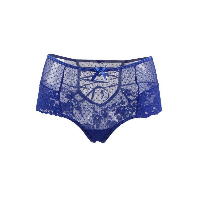 Tanga lacé dentelle taille haute Bleu - Litolu Lingerie