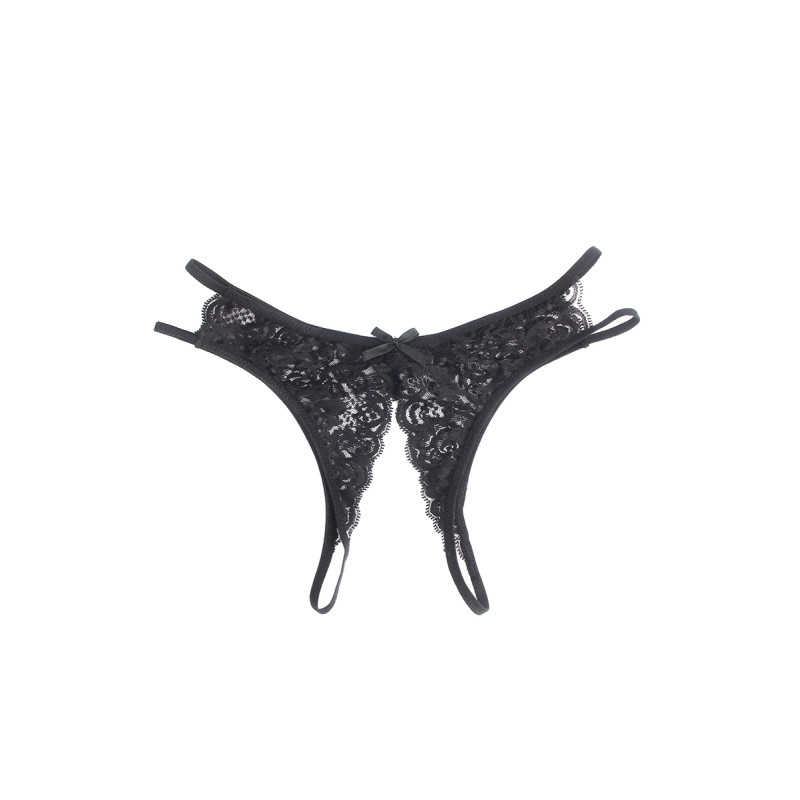 String ouvert dentelle Noir - Litolu Lingerie