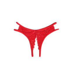 String ouvert dentelle Rouge - Litolu Lingerie