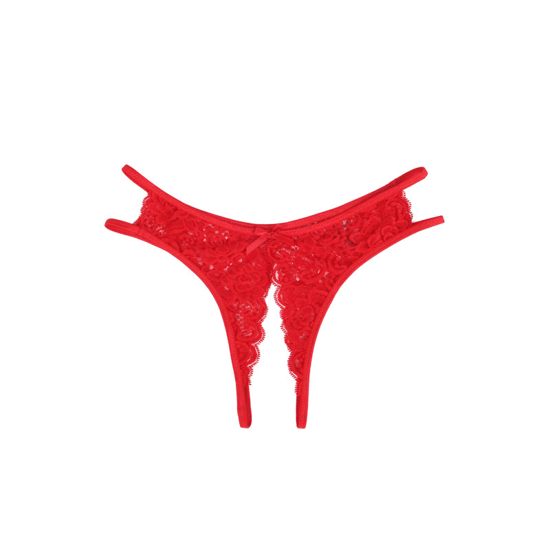 String ouvert dentelle Rouge - Litolu Lingerie