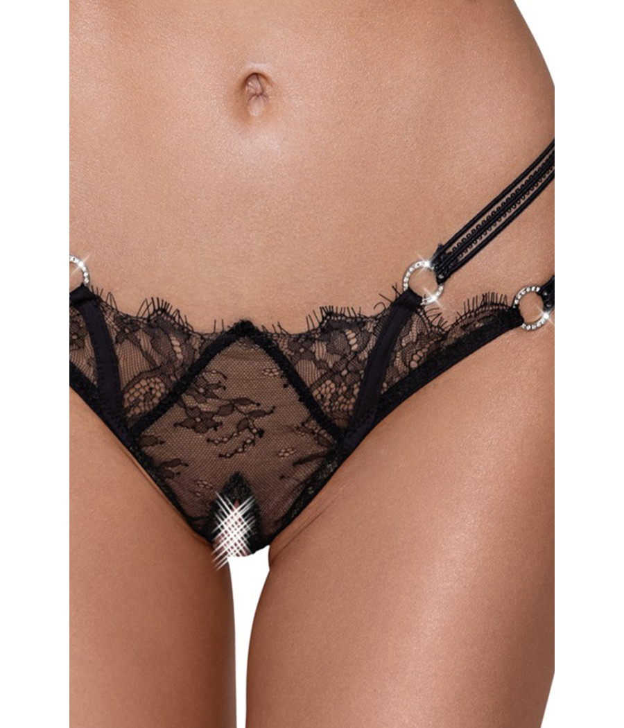 String ouvert Rio noir en dentelle - Cottelli LINGERIE  