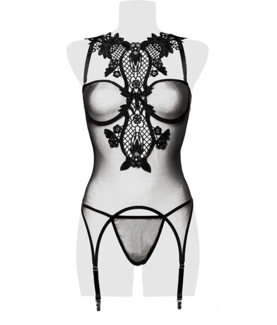 Guépière tulle avec décolleté dentelle - Grey Velvet