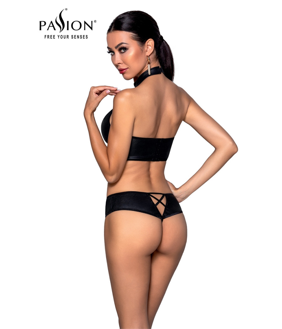 Bustier et string faux cuir Nancy - Passion
