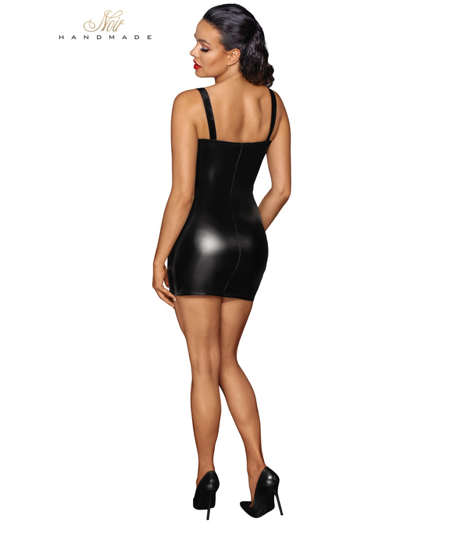 Mini robe zippée wetlook et dentelle F254