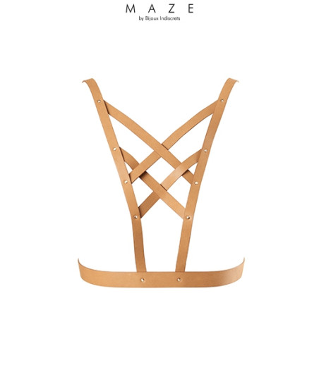 Harnais décolleté croisé marron - Maze