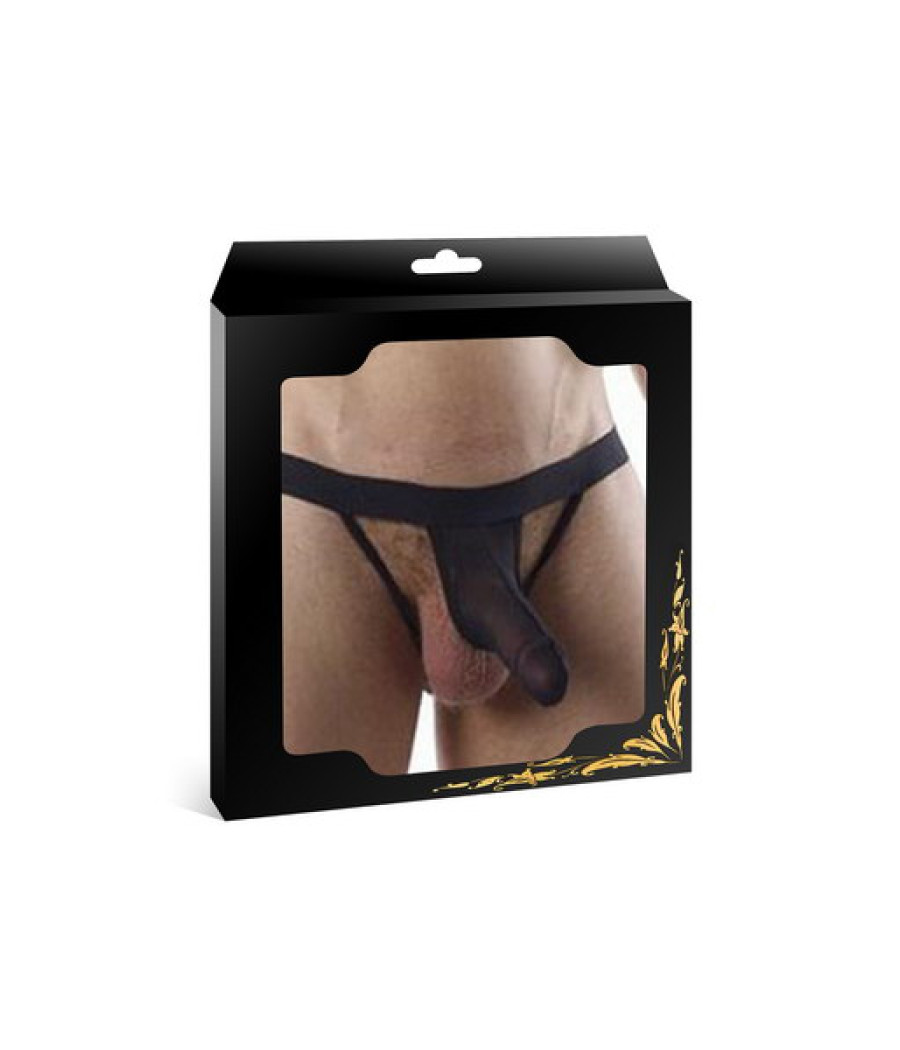 String noir avec poche pour pénis