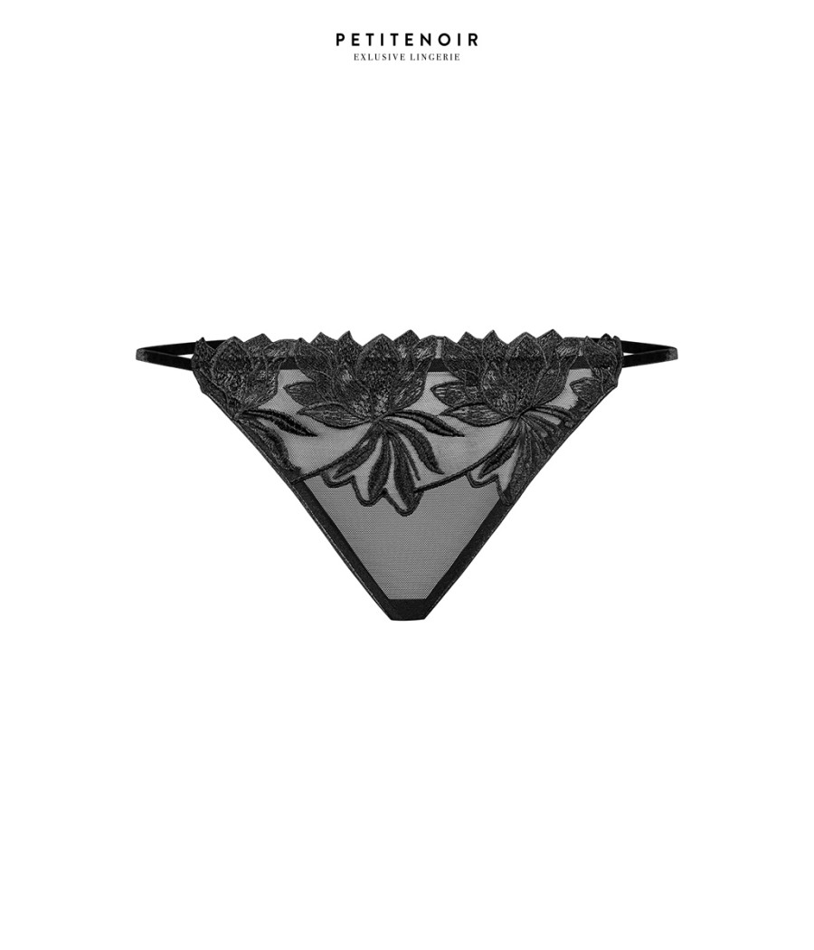 Slip échancré tulle et broderies