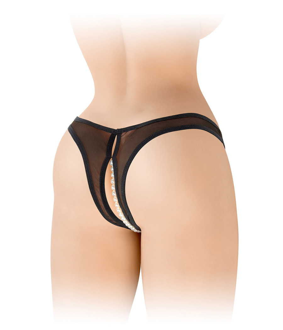 String ouvert avec perles Sophie - noir