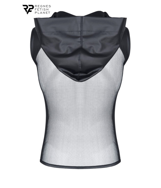 T-shirt à capuche wetlook et mesh - Regnes