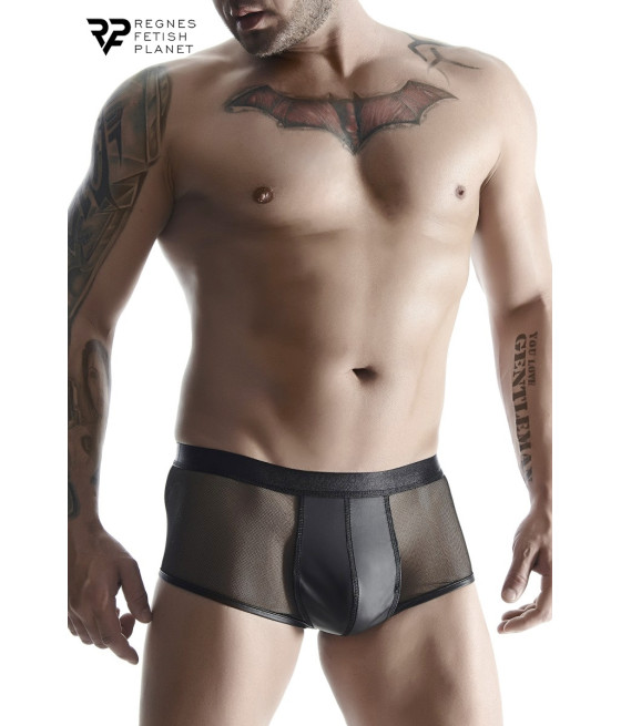 Boxer noir wetlook et mesh - Regnes