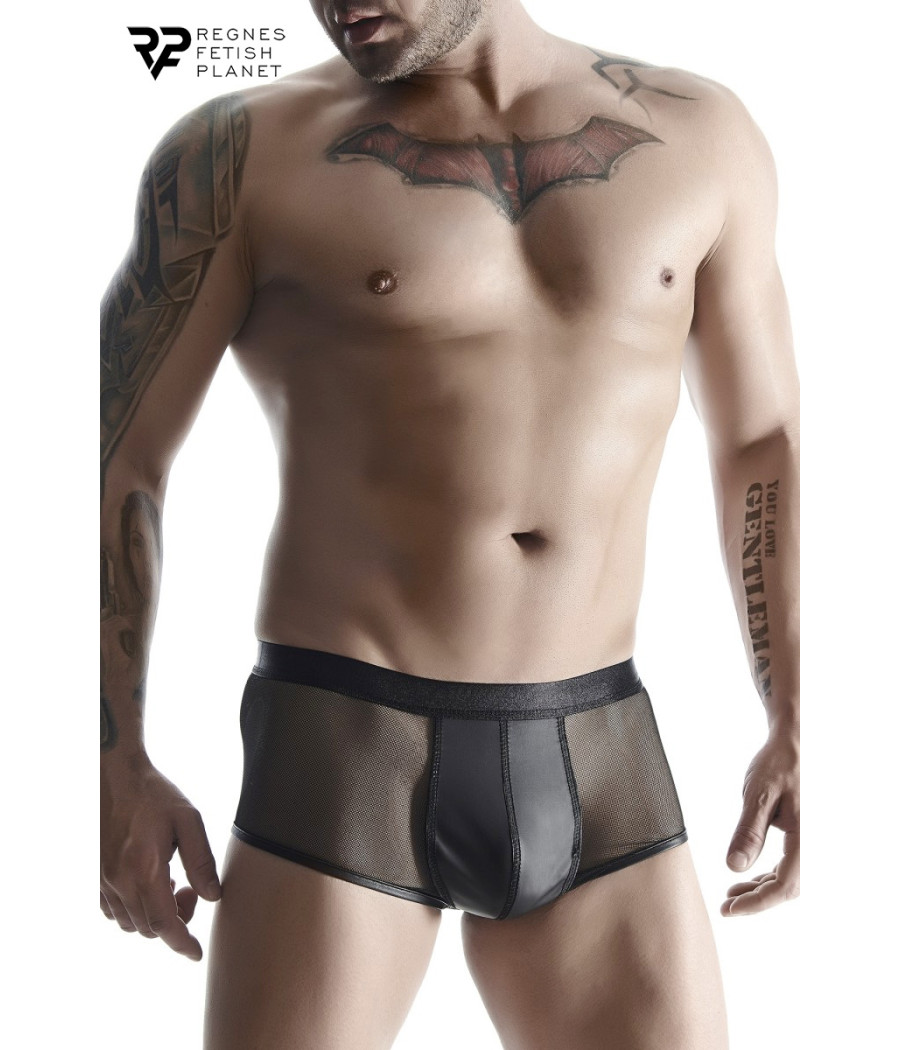 Boxer noir wetlook et mesh - Regnes