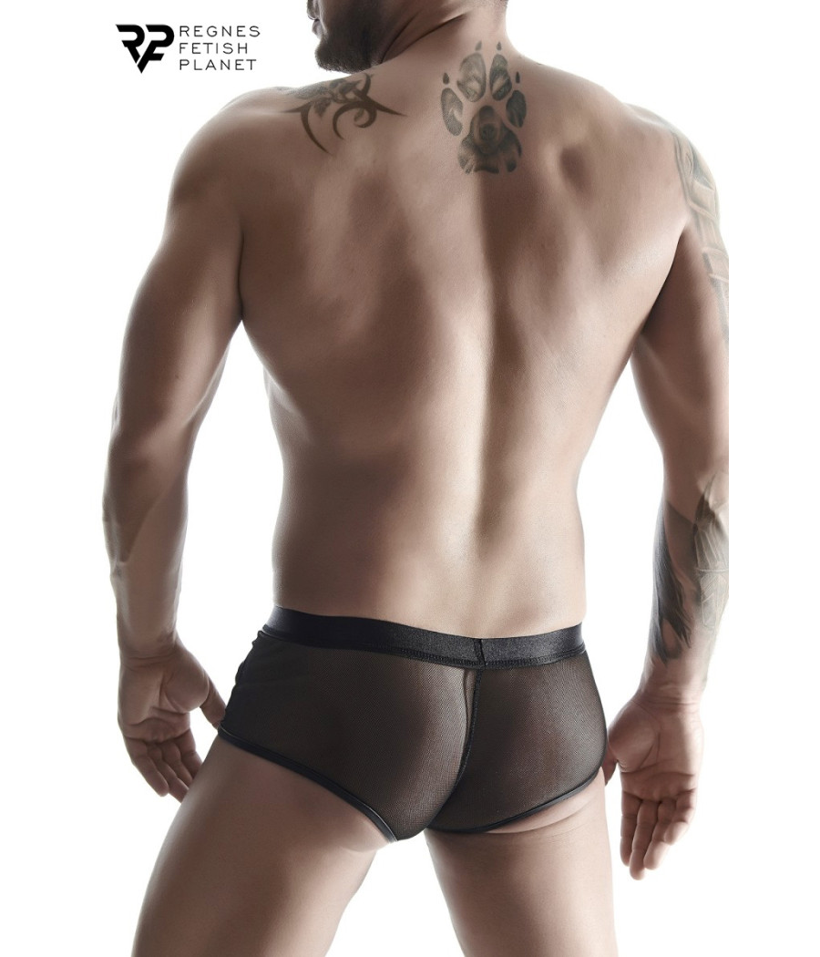 Boxer noir wetlook et mesh - Regnes