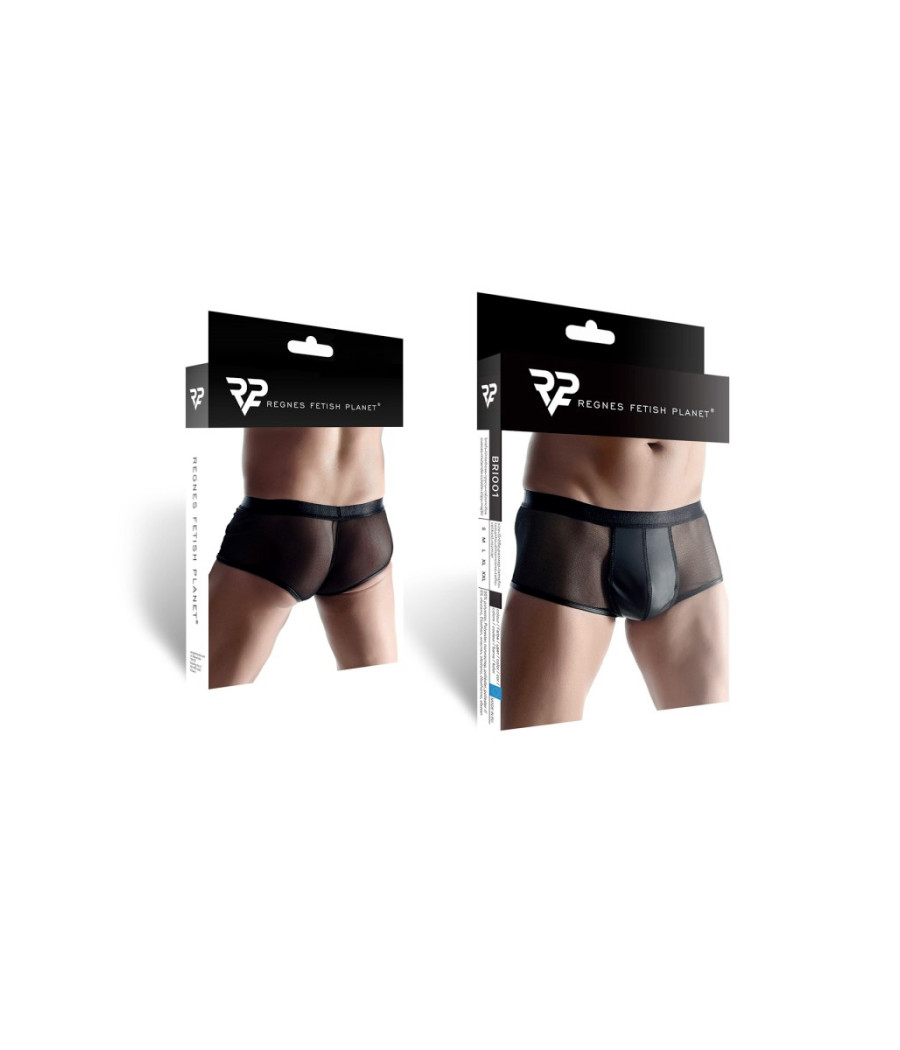 Boxer noir wetlook et mesh - Regnes