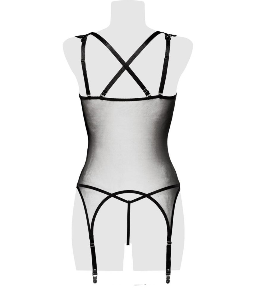 Guépière tulle avec décolleté dentelle - Grey Velvet