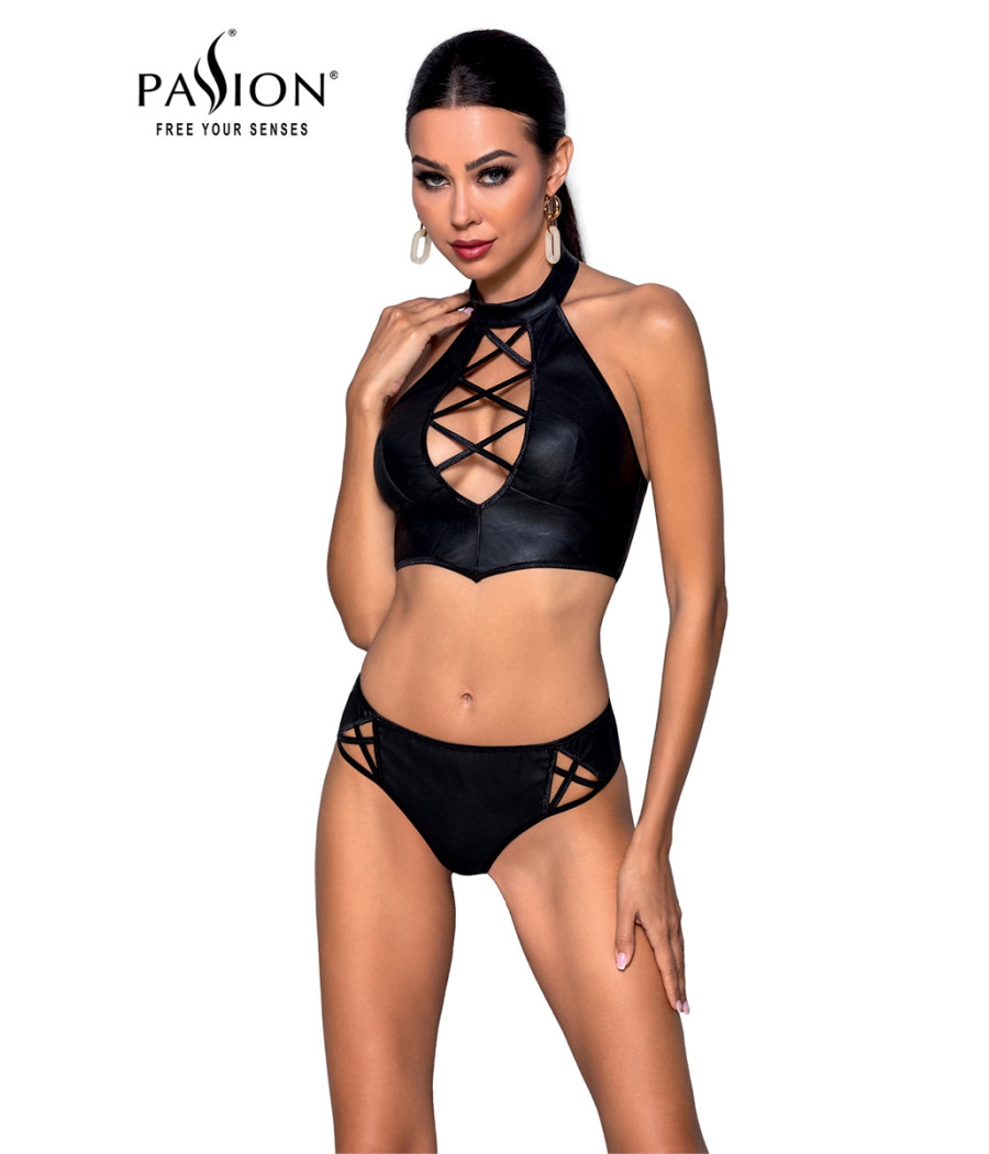 Bustier et string faux cuir Nancy - Passion