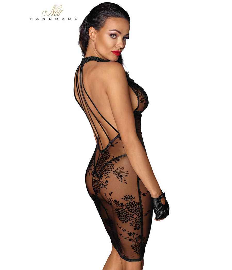 Robe mi-longue transparente en tulle F240