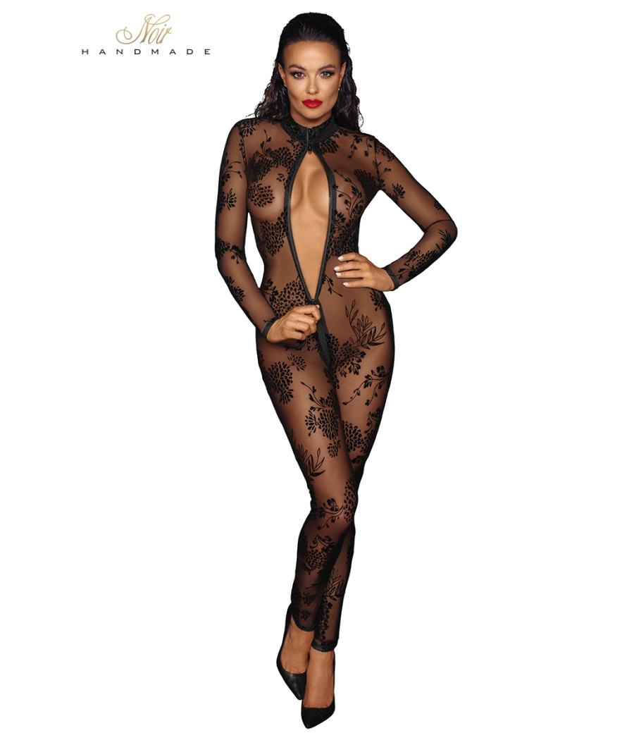 Combinaison intégrale en tulle floqué F237