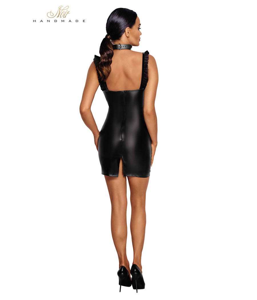 Robe courte wetlook et tulle F257