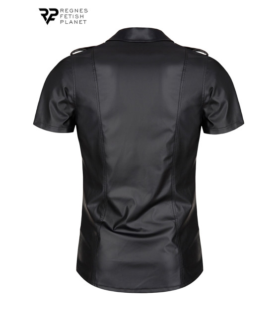 Chemise manches courtes wetlook noire Luca - Regnes